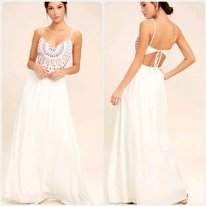 Lulu's Ascension Island White Embroidered Maxi